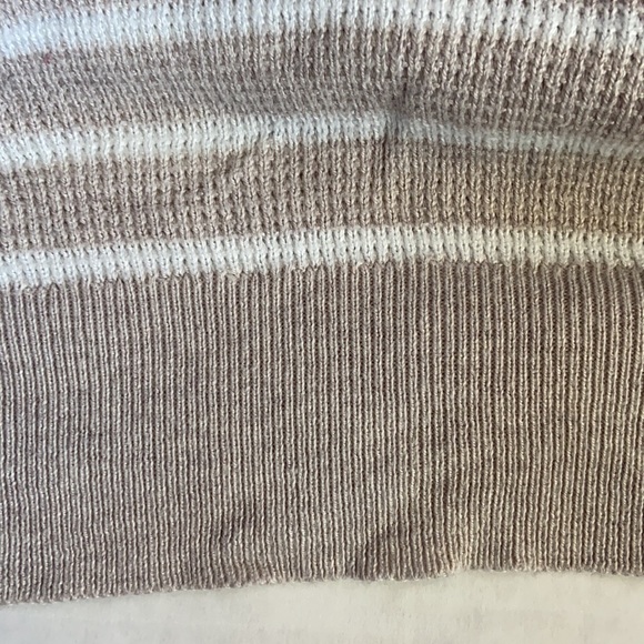 Pre-Owned MOTHERHOOD Maternity Size L Tan/White Stripe Shirt Side Ruching - Picture 5 of 9